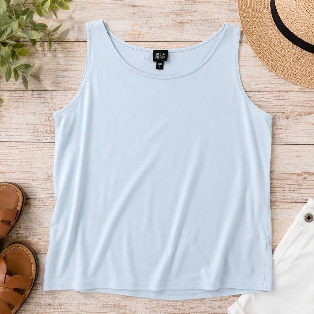 Eileen Fisher 100%‎ Silk Sleeveless Shell Tank Top Womens 2X Mint Green